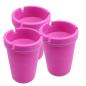 Preview: 3er Set Aschenbecher Pink mit Deckel aus robustem Kunststoff