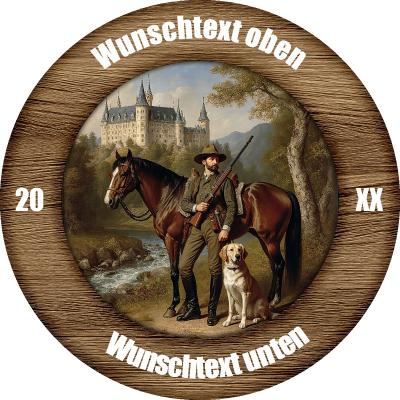 Jäger mit Hund vor Schloß