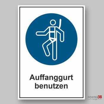 Aufkleber reflektierend "Auffanggurt benutzen" Gebotszeichen Premiumqualität