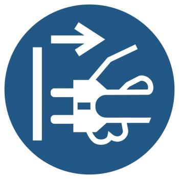 Aufkleber "Netzstecker ziehen", DIN ISO 7010, Premiumqualität verschiedene Größen