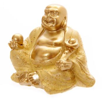 Mini Glitzer Glücks-Buddha Gold 4 cm