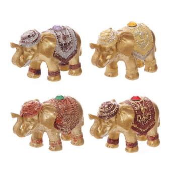 4er Set Metallic Glitzer Glücks-Elefant Räucherstäbchenhalter Rot, Grün, Gelb, Lila