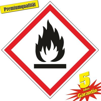 Aufkleber Gefahrzeichen "GHS02, entzündbare Gase", Premiumqualität verschiedene Größen