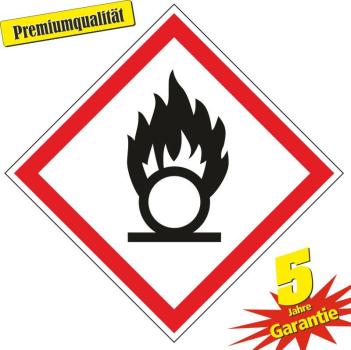 Aufkleber Gefahrzeichen "GHS03, oxidierende Flüssigkeiten", Premiumqualität verschiedene Größen