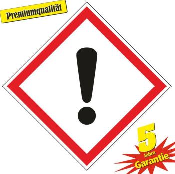 Aufkleber Gefahrzeichen "GHS07, Achtung", Premiumqualität verschiedene Größen
