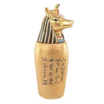 Goldenes Ägyptisches Kanope Gefäß Anubis