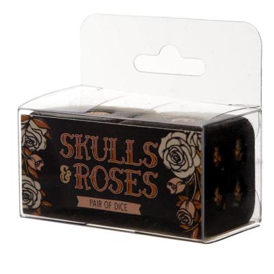 Skulls and Roses 2-er Set Schwarz und Gold Totenkopf Würfel