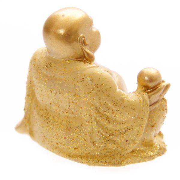 Mini Glitzer Glücks-Buddha Gold 4 cm