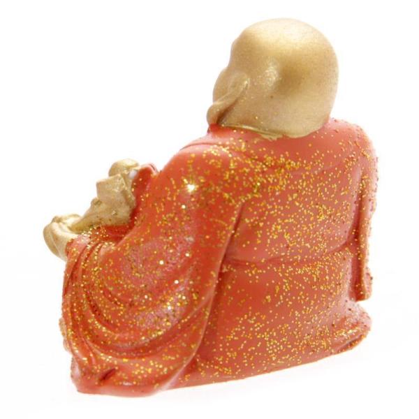 Mini Glitzer Glücks-Buddha Orange 4 cm