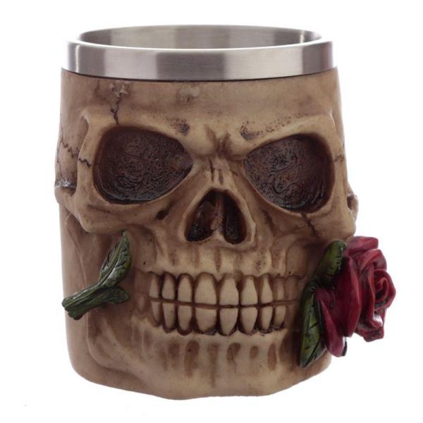 Skull and Roses Krug rote Rose - Nur Dekoration