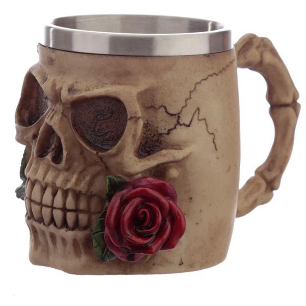 Skull and Roses Krug rote Rose - Nur Dekoration