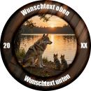 Wolfsfamilie am See